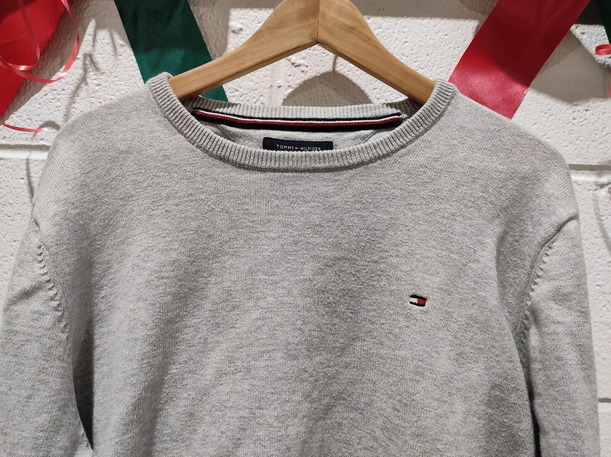 Men’s LARGE - Tommy Hilfiger Grey V-Neck Sweater Pullover Jumper