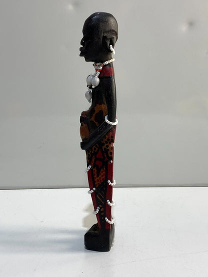 African Art - Maasai Warrior Hand Carved Wood Statue Sculpture.
