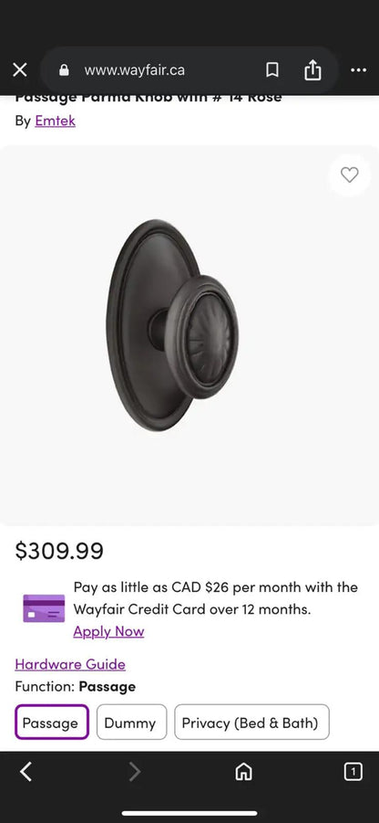 Emtek Parma Door Knob - 9 available