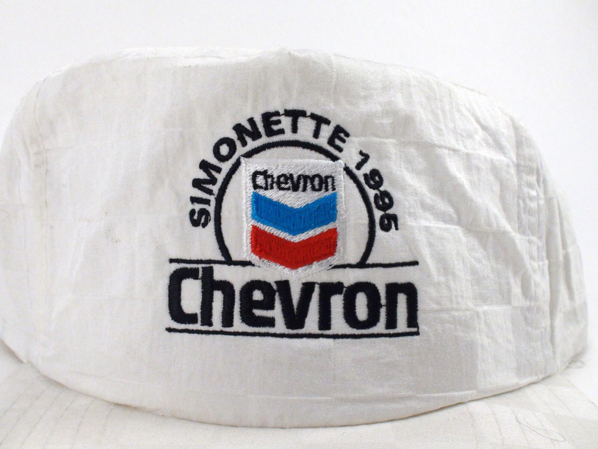Chevron Simonette 1995 Snapback Hat, Headline - Checkered White, Great Condition