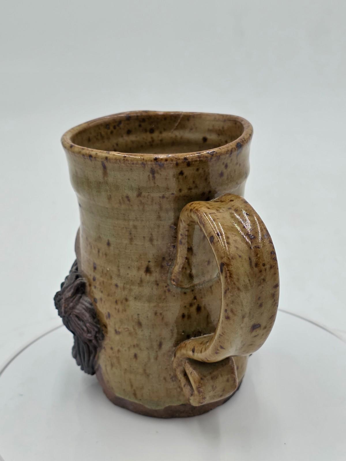 1970s McGillivray Studio Pottery Stoneware Funny Man Ugly Face Mug Feet Signed