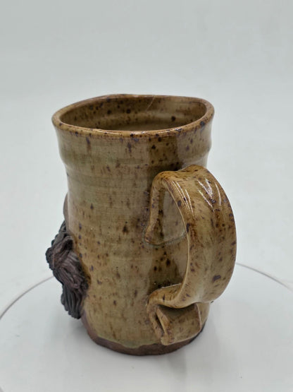 1970s McGillivray Studio Pottery Stoneware Funny Man Ugly Face Mug Feet Signed