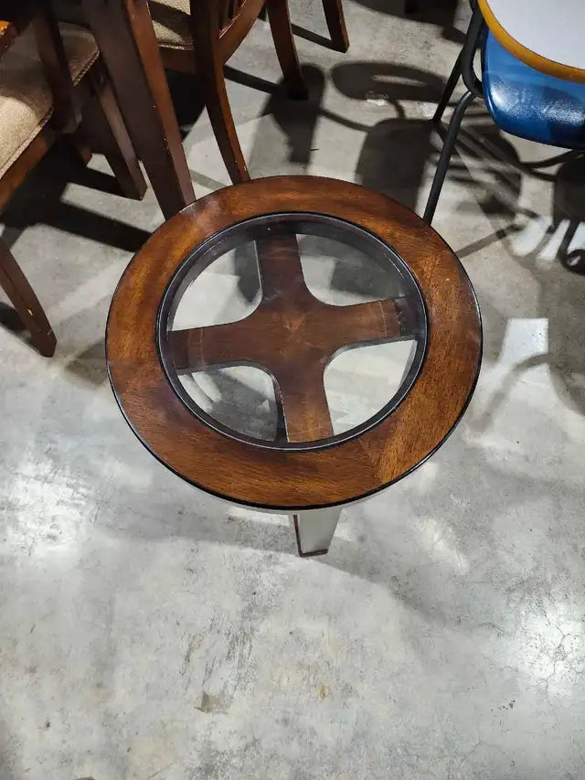Glass Top Round Side Table