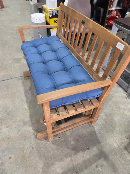 Gardenia Glider Bench w Blue Cushion