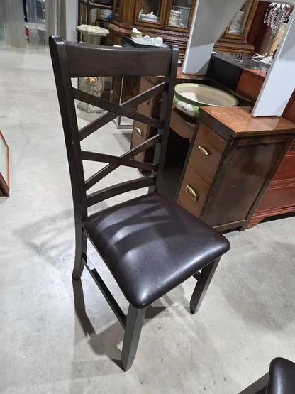 Dark Brown Wood/Vinyl Dining Chairs