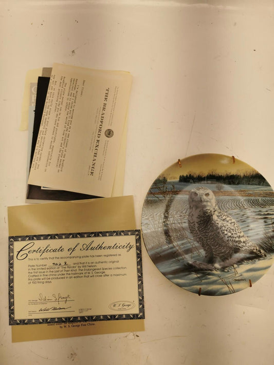 1989 The Snowy Owl Collector Plate W/ Certificate