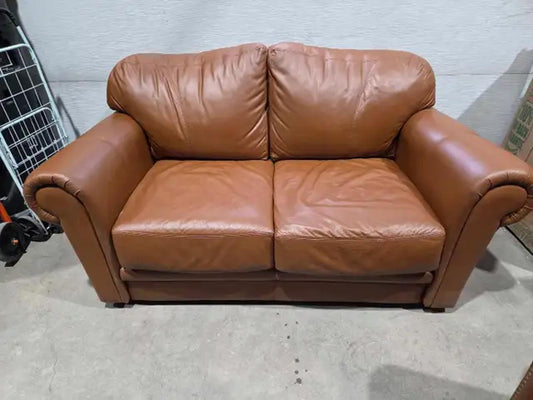 Brown Leather Loveseat