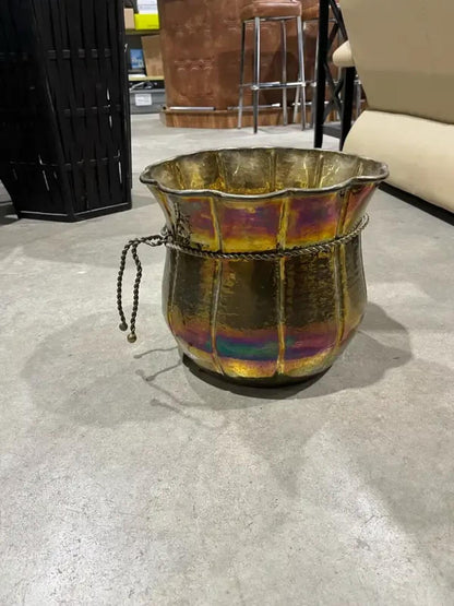 Brass Hammered Decor Planter