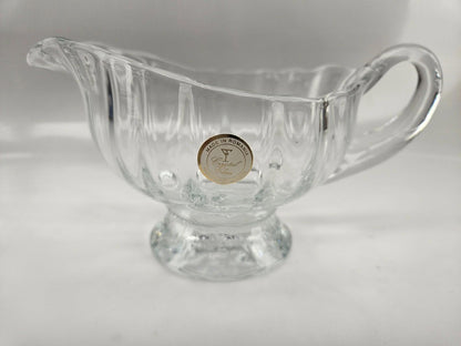 Handcrafted Crystal Glass Athens Sauce Boat w/ Ladle and Plate