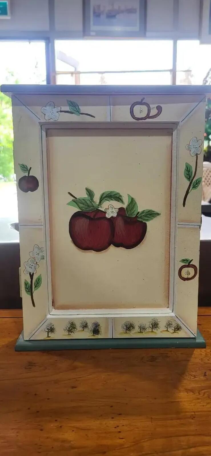 Wooden Apple Design Wall Key Cabinet