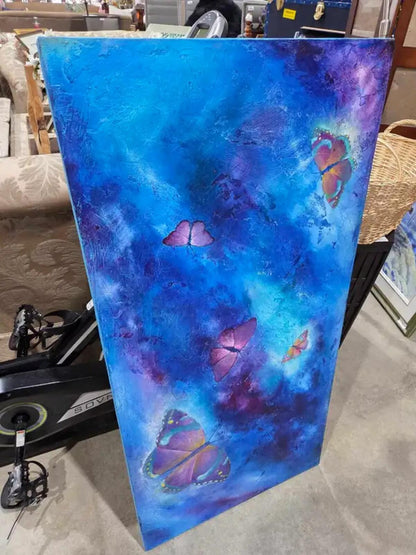 Large Butterfly Wooden Canvas Painting