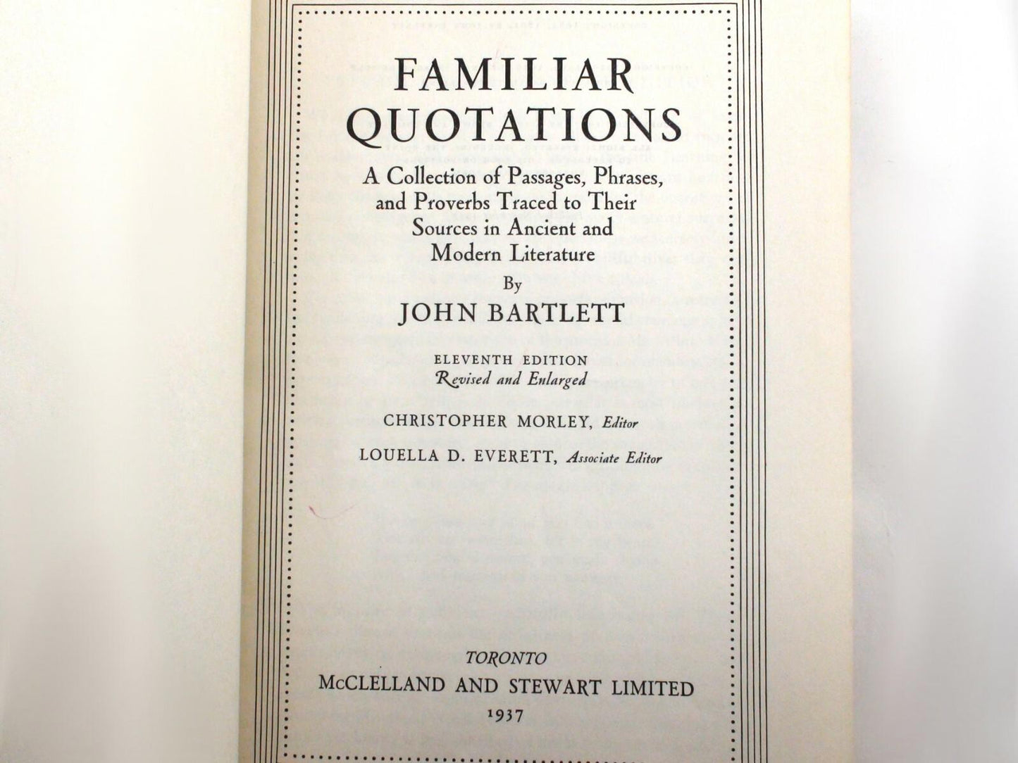Vintage Book | "Familiar Quotations" by John Bartlett | 11th Edition | 1937
