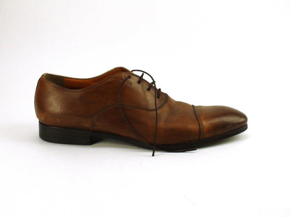 GOOD CONDITION Santoni Salem Oxford Brown Leather Shoes - 392055 2 D Size 10 US