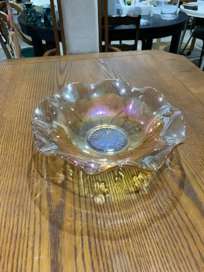 Orange Floral Glass Bowl