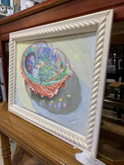 Framed acrylic shell painting