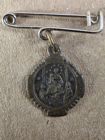 Antique Madonna del Rosario di Pompei Pendant Vintage Italian Catholic Religious