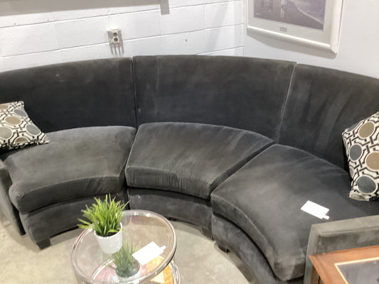 Black round sectional corner sofa