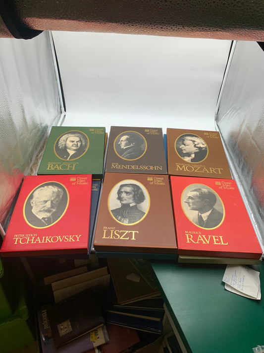 Collection of vintage Time-Life Records "Great Men of Music" cassette 12 box sets
