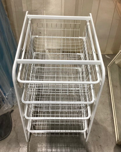 White Wire Basket Storage Rack