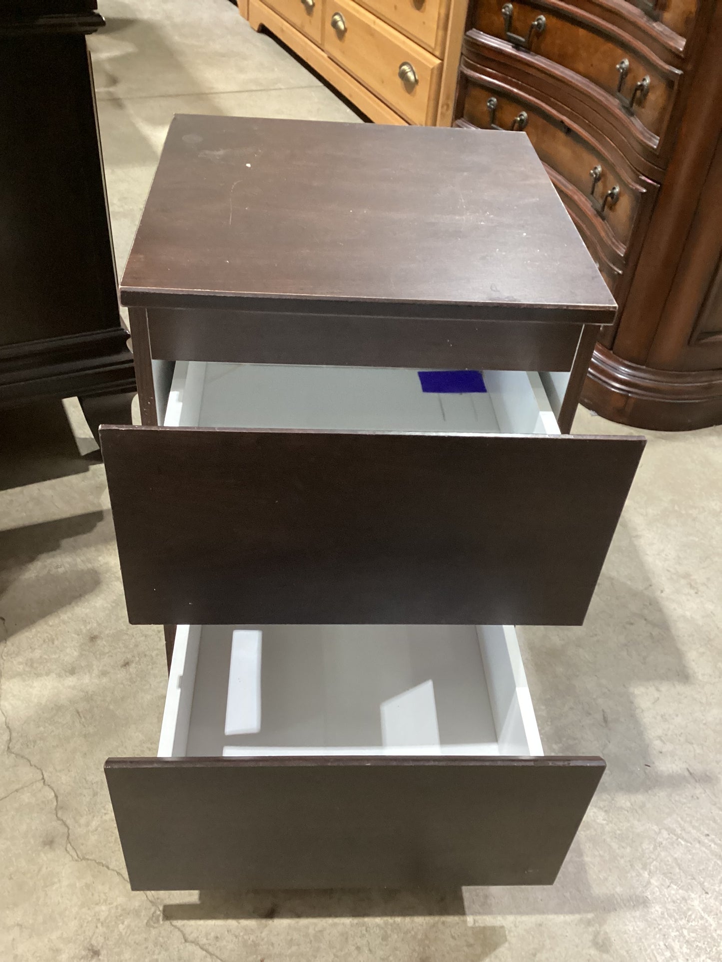 Brown Two-Drawer Nightstand - 16x16x32