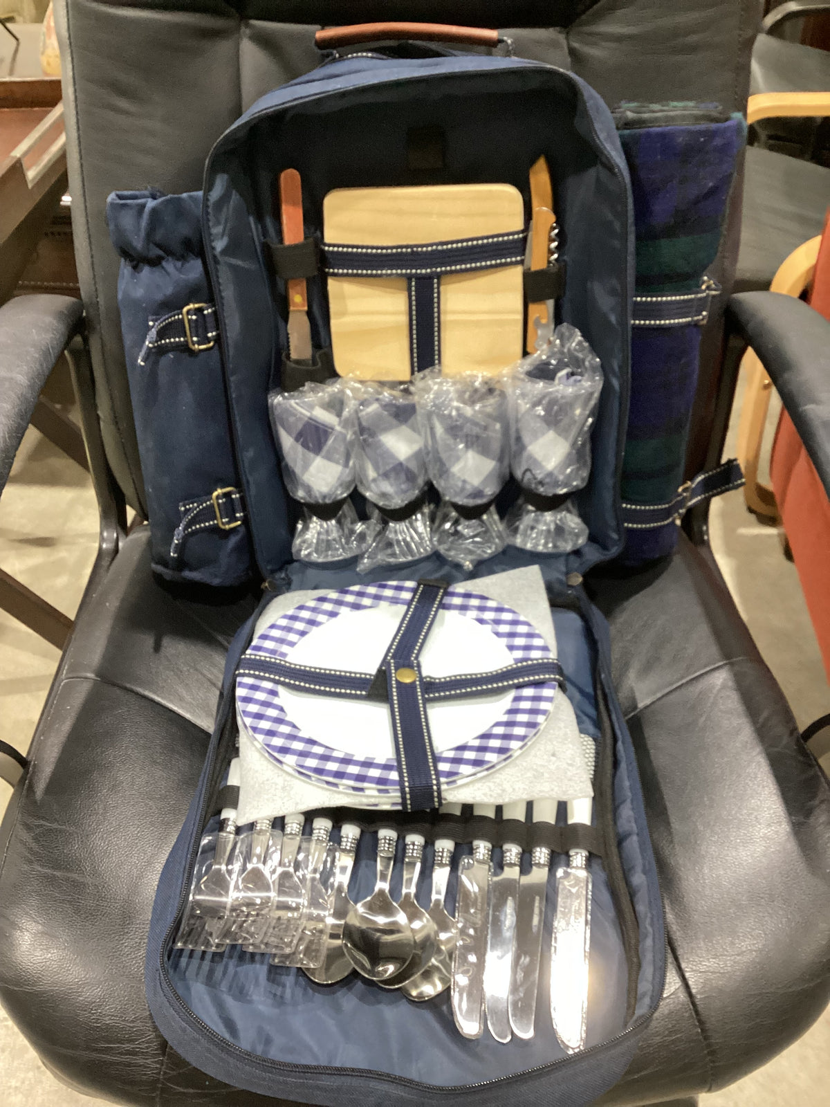 Picnic Backpack with Blanket & Accessories