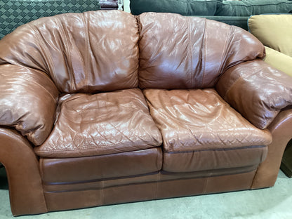 Brown Leather Loveseat Sofa