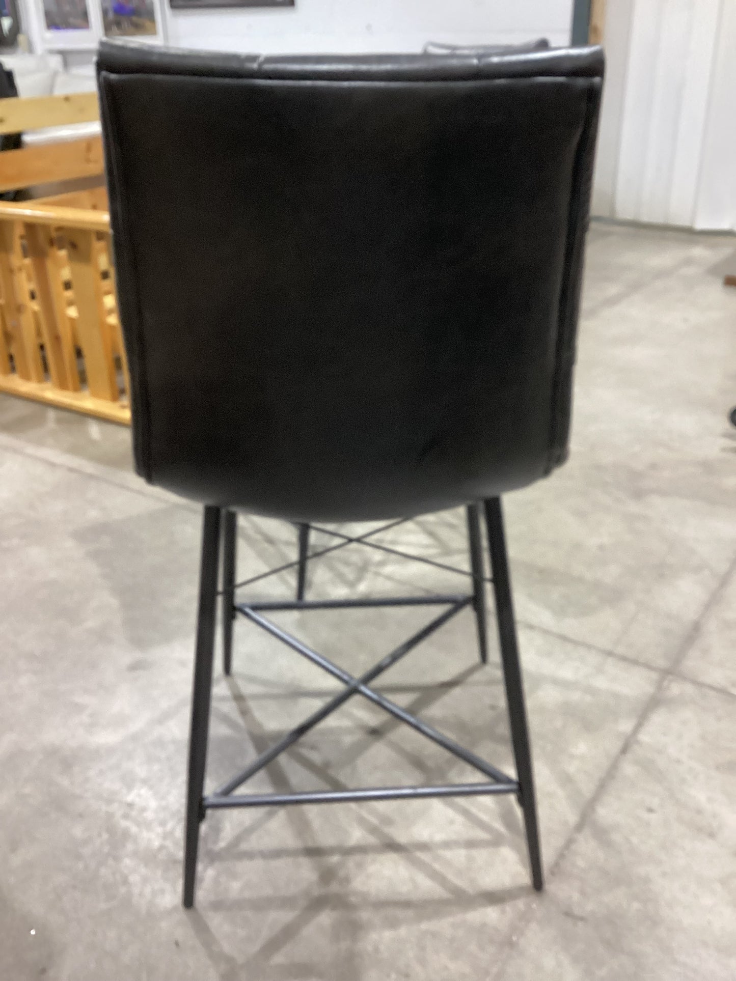 Grey Tufted Faux Leather Bar Stool