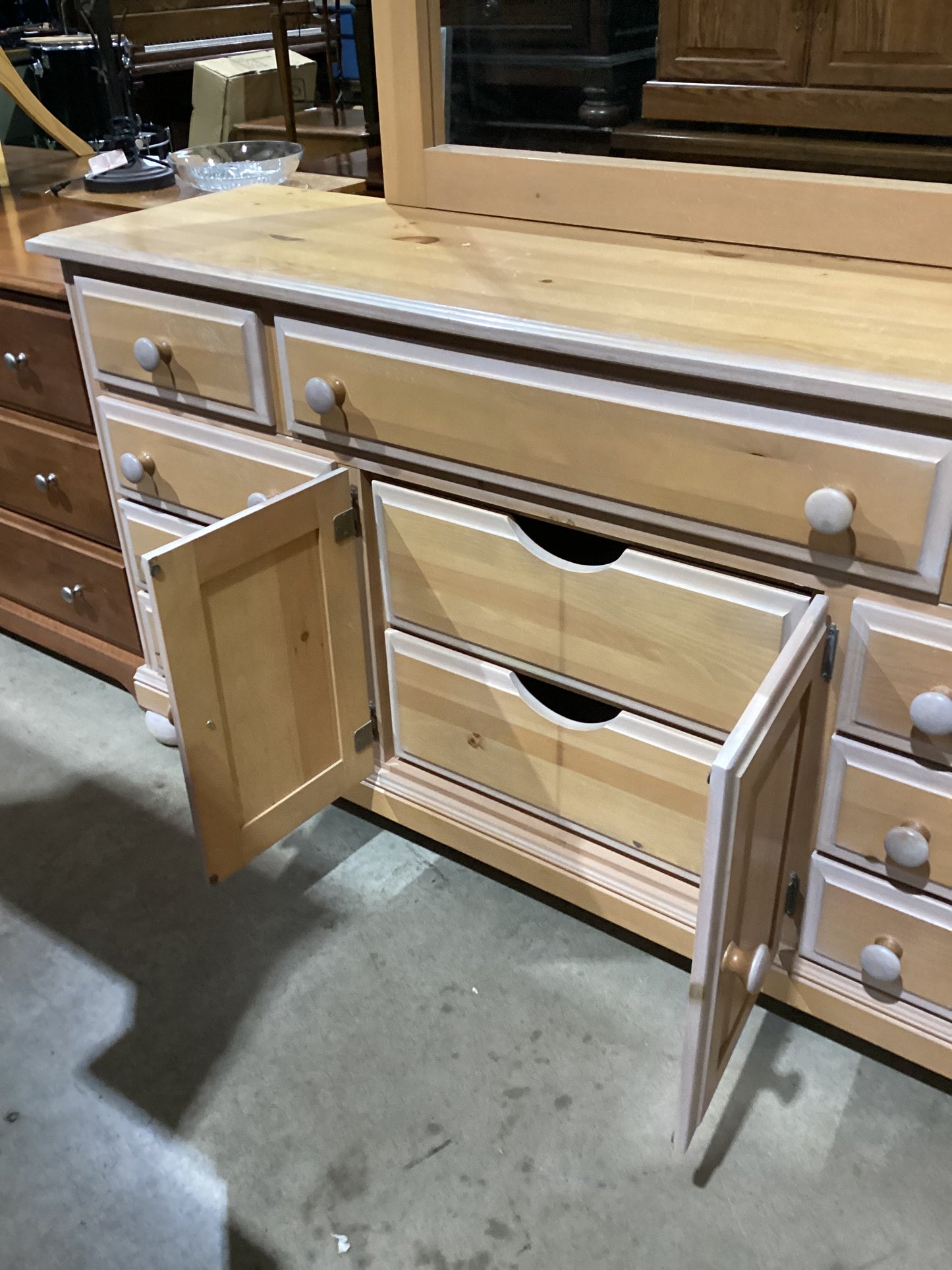Wooden Dresser with Mirror