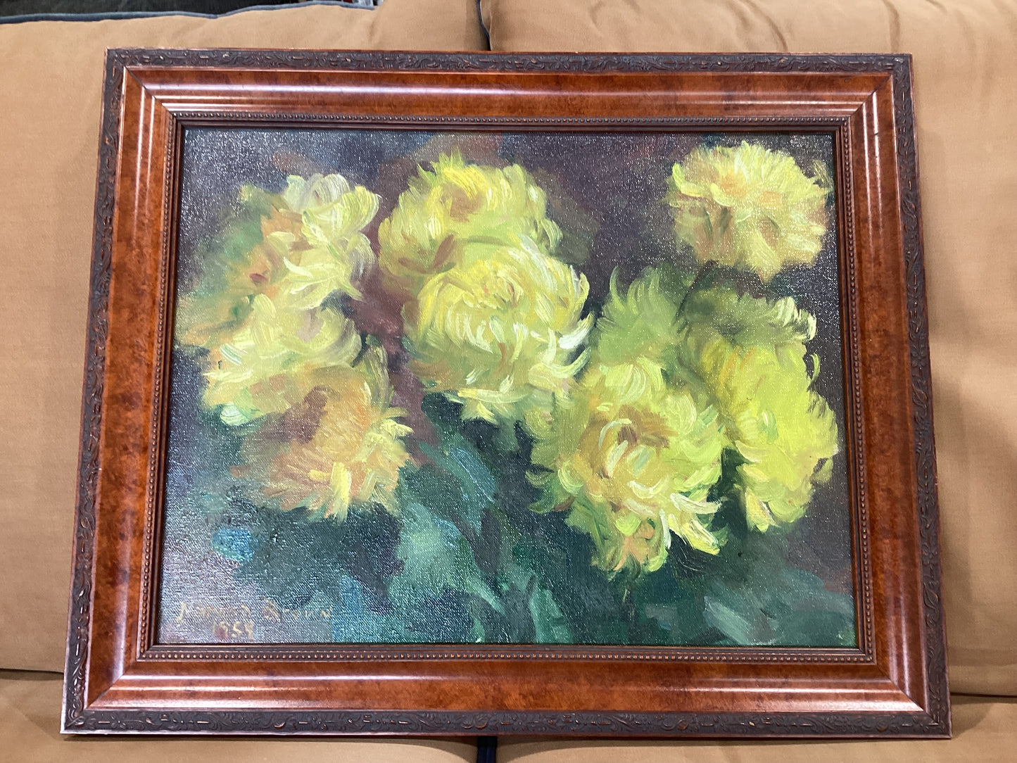 Vintage Floral Painting by J. Brown