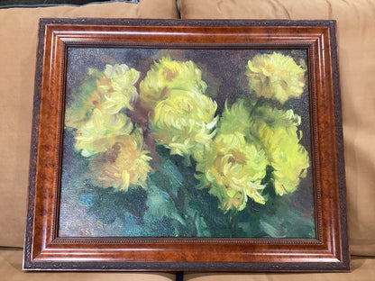 Vintage Floral Painting by J. Brown