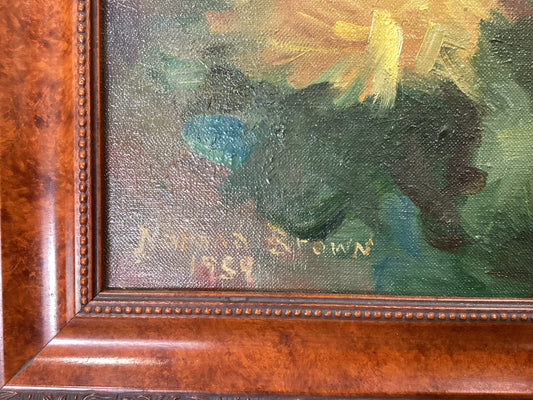 Vintage Floral Painting by J. Brown