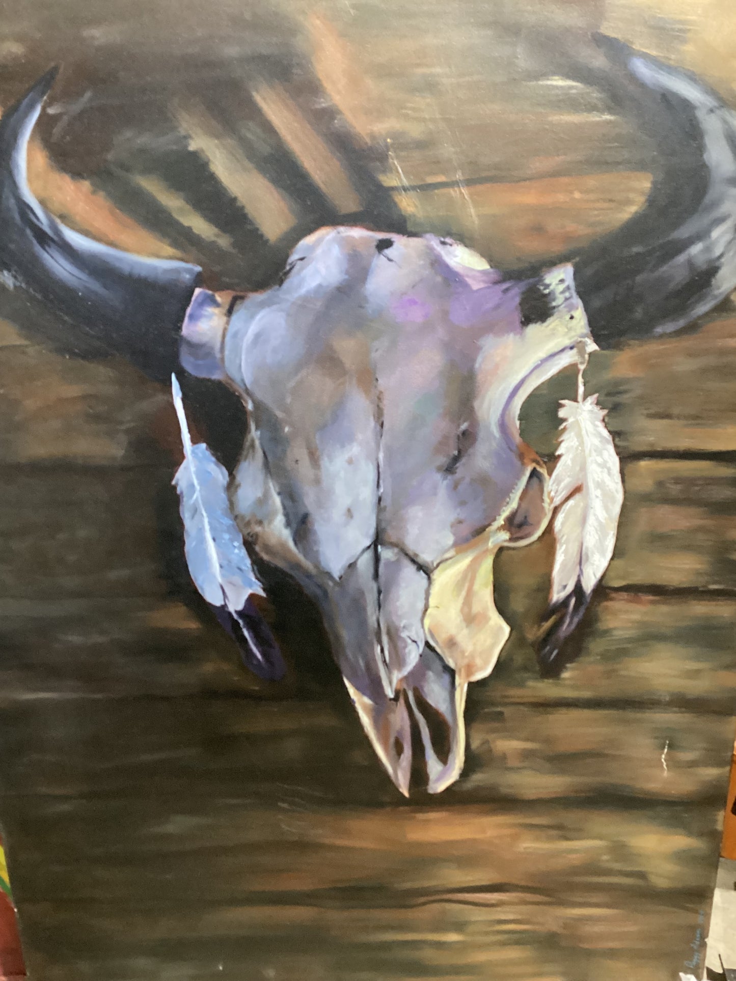 Peggy Adamson 2017 Bull Skull Painting