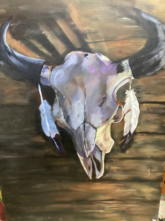Peggy Adamson 2017 Bull Skull Painting