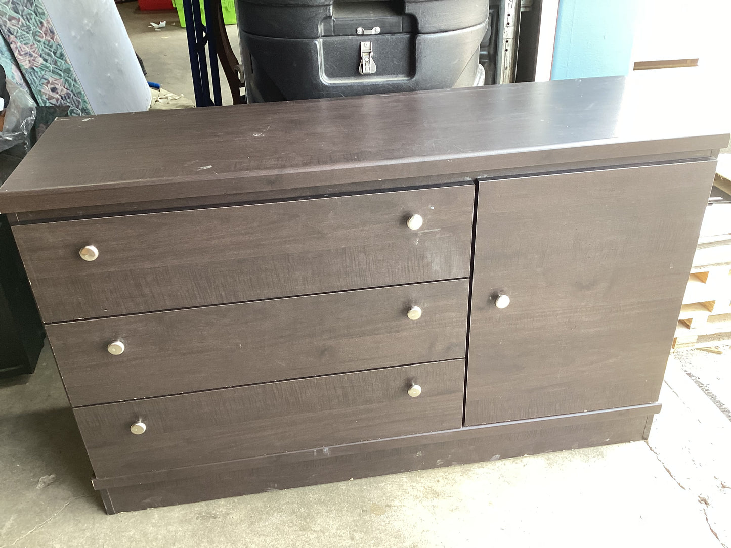 Dark Brown Dresser with Drawers and Cabinet
