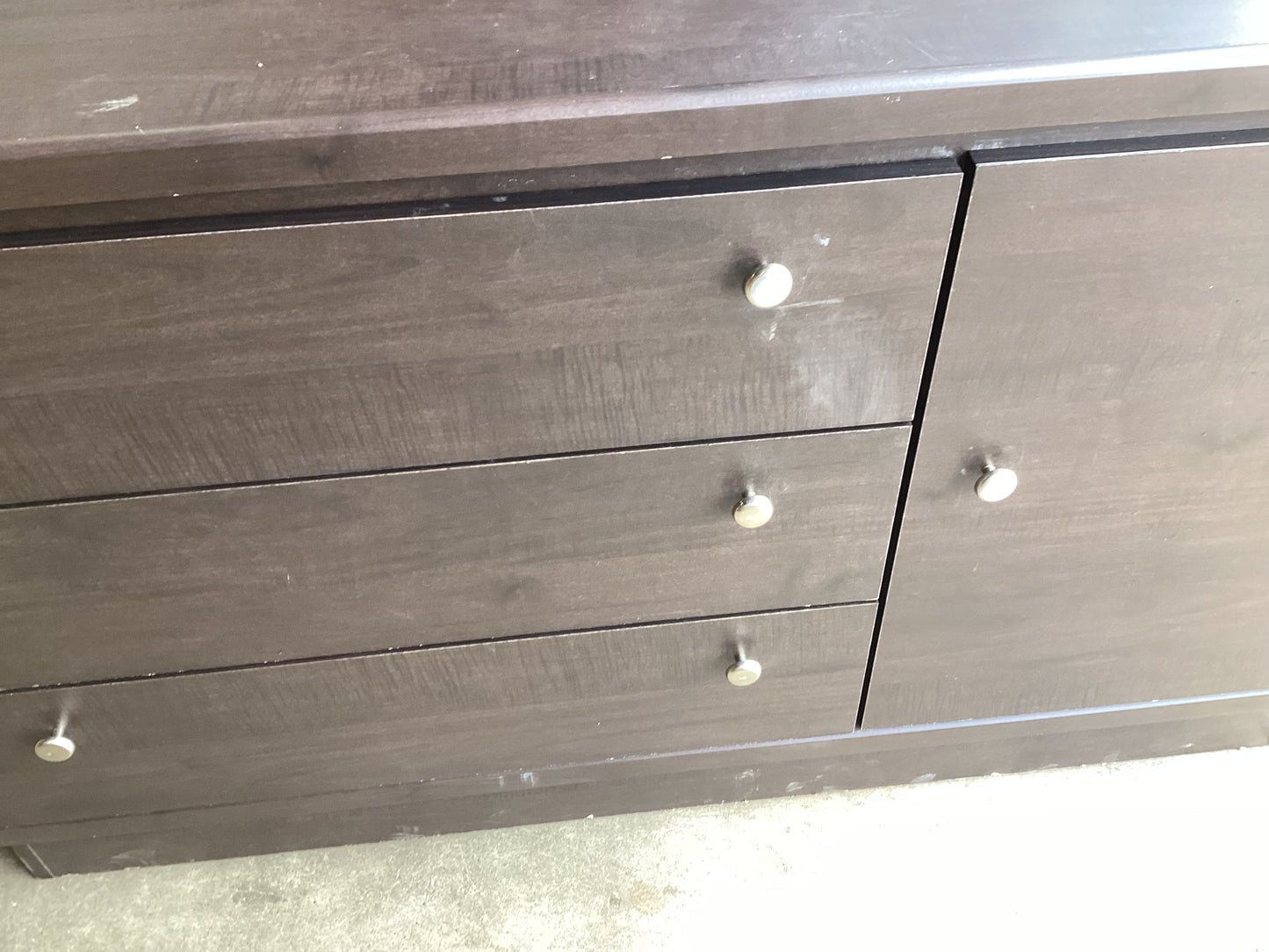 Dark Brown Dresser with Drawers and Cabinet