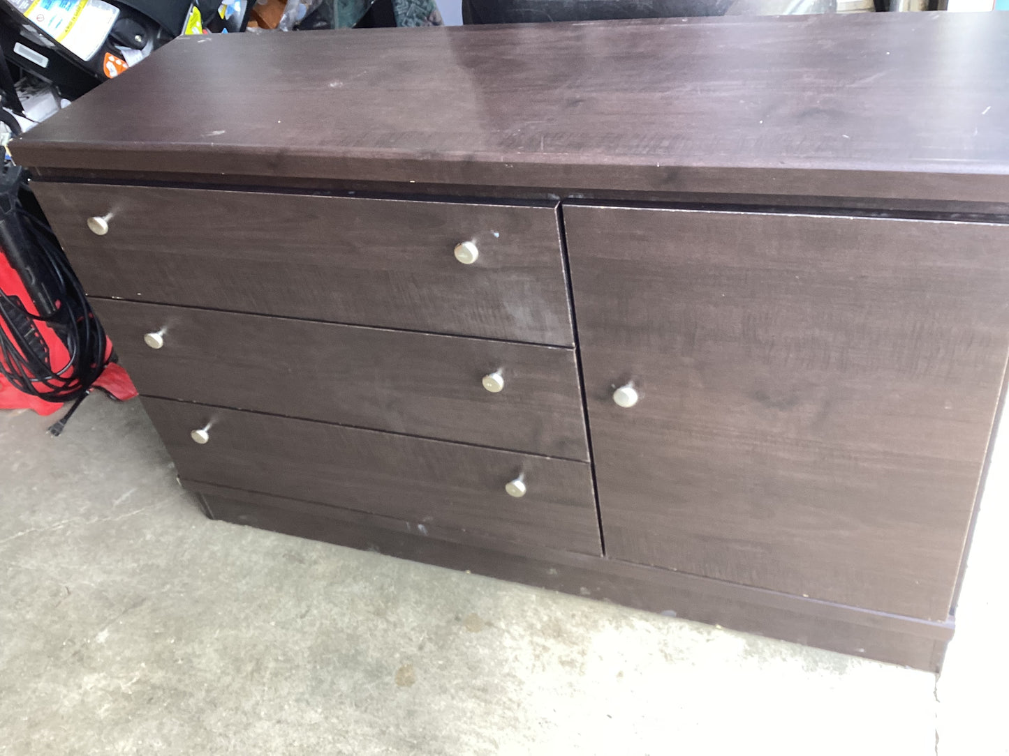 Dark Brown Dresser with Drawers and Cabinet