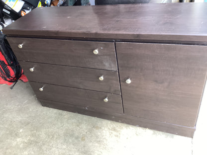 Dark Brown Dresser with Drawers and Cabinet