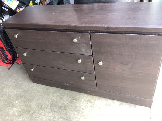 Dark Brown Dresser with Drawers and Cabinet