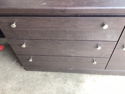 Dark Brown Dresser with Drawers and Cabinet