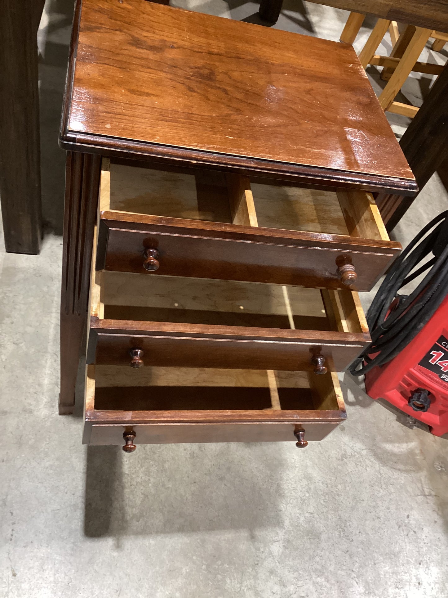 Vintage Brown Wooden 3-Drawer Side Table