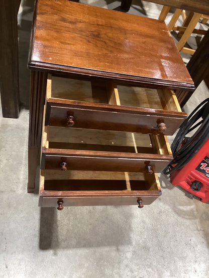 Vintage Brown Wooden 3-Drawer Side Table