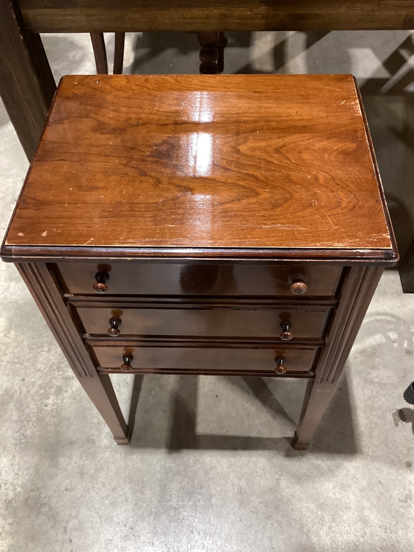 Vintage Brown Wooden 3-Drawer Side Table