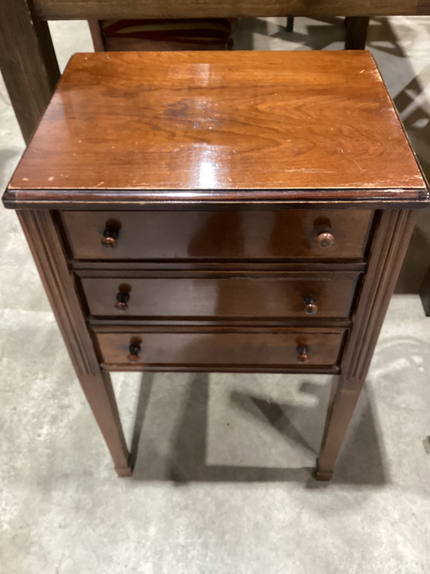 Vintage Brown Wooden 3-Drawer Side Table
