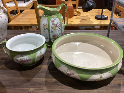 Vintage Ceramic Wash Basin, Pitcher, and Bowl Set