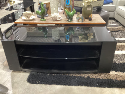 Black Glass Top TV Stand
