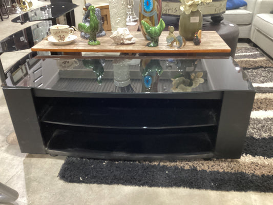 Black Glass Top TV Stand