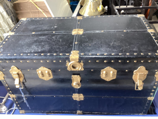 Antique Black Steamer Trunk