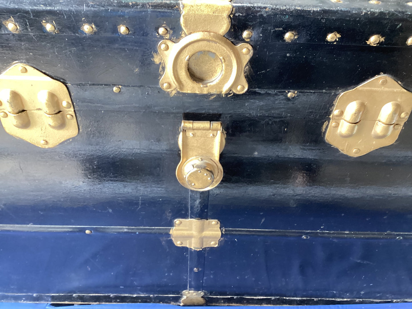 Antique Black Steamer Trunk