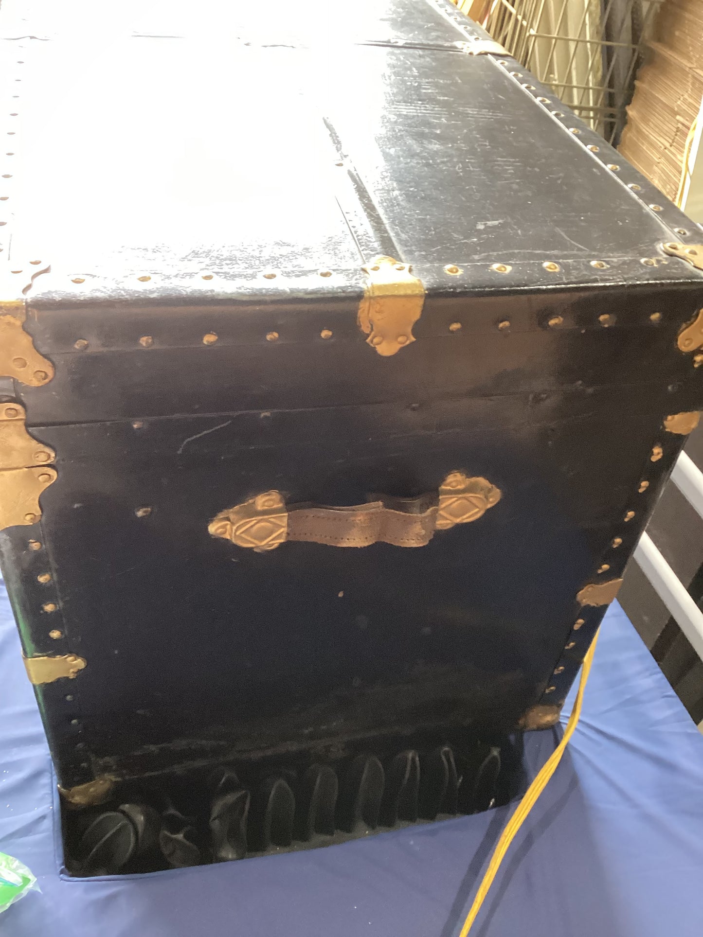 Antique Black Steamer Trunk