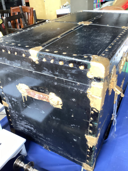Antique Black Steamer Trunk
